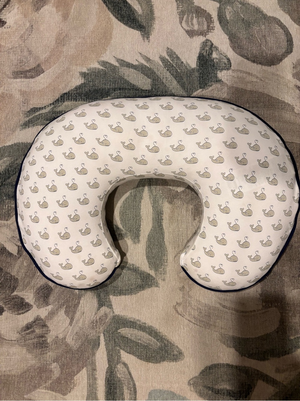 Boppy pillow in nautical whale print